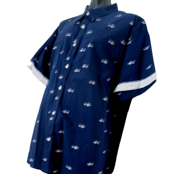 PaperDenim&Cloth Fishing Shirt Men's 4XL Blue Short SL Button Down - Picture 5 of 16